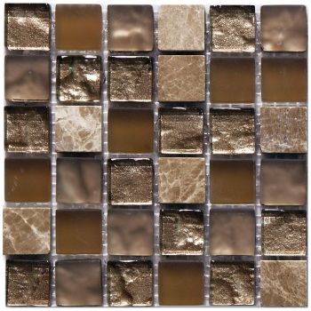 Мозаїка S-MOS CLHT04 ST+GL BROWN PEARL 300x300