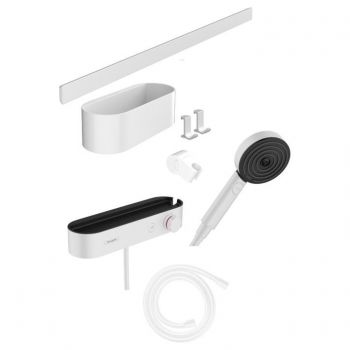 Комплект аксессуаров Hansgrohe WallStoris Activation EcoSmart с термостатом 7в1, Matt White (24250700)