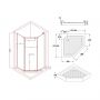 Душевая кабина Lidz Dozorca SC90x90.CRM.LOW.TR, стекло прозрачное 6 мм