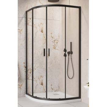 Комплект душевая кабина Alienta A 90х90 Black поддон Tinos A Compact сифон HC26CLMB Black RADAWAY