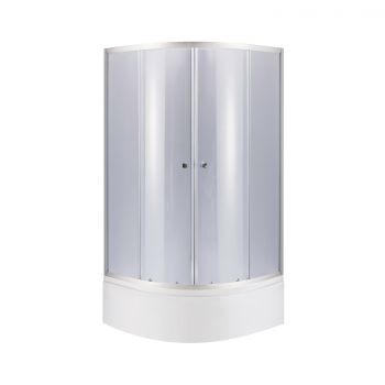 Lidz Latwa SC80x80.SAT.HIGH.GR Душевая кабина полукруглая, стекло тон. 4 мм + Lidz Душевой поддон KAPIELKA ST80x80x41, с панелью