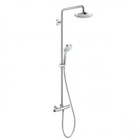 Душова система Hansgrohe Croma Select E 180 2jet Showerpipe EcoSmart з термостатом 9 л / хв, хром / білий (27257400)