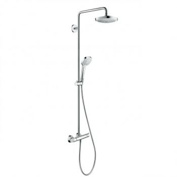 Душова система Hansgrohe Croma Select E 180 2jet Showerpipe EcoSmart з термостатом 9 л / хв, хром / білий (27257400)