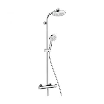 Душова система Hansgrohe Crometta 160 1jet Showerpipe з термостатом, білий / хром (27264400)