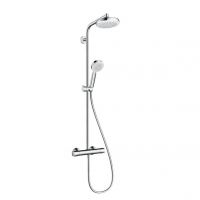 Душова система Hansgrohe Crometta 160 Showerpipe EcoSmart 1jet 9л / хв з термостатом білий / хром (27265400)