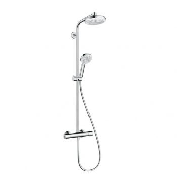 Душова система Hansgrohe Crometta 160 Showerpipe EcoSmart 1jet 9л / хв з термостатом білий / хром (27265400)