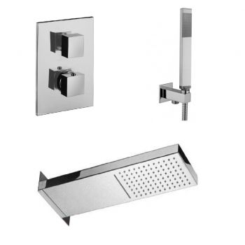 Душова система Paffoni з термостатом, ручним та верхнім душем CASCADE, хром (KIT CASCADE099CR)