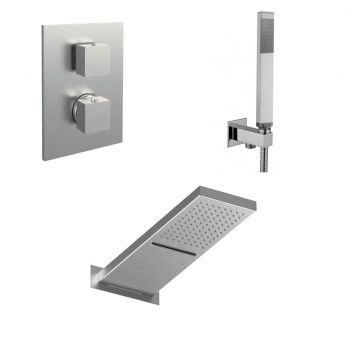 Душова система Paffoni з термостатом, ручним та верхнім душем CASCADE, сталевий (KIT CASCADE099ST)