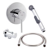 Комплект для гигиенического душа Qtap Spring Chrome: Смеситель QTSPRCRM + Подключение с держателем QTCRMBH030 + Лейка QTCRMA021 + Шланг QTHADPVC120C