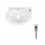 Комплект Qtap Leo: Раковина подвесная овальная правая 430x290x140 мм White + Донный клапан PU02O