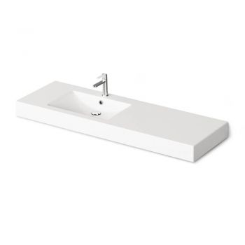 Умывальник подвесной PAA Long Step 1500 A, литый камень, левый, 150х49, Glossy Alpine White (ILS1500_A_00)