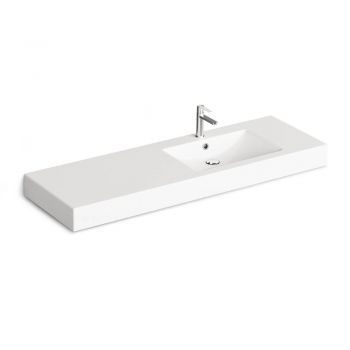 Умывальник подвесной PAA Long Step 1500 A, литый камень, правый, 150х49, Glossy Alpine White (ILS1500_D_00)