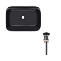 Комплект Qtap Scorpio: Раковина накладная прямоугольная 550х390х120 мм Matt Black + Донный клапан PU03