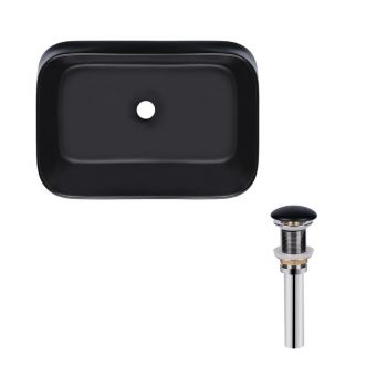 Комплект Qtap Scorpio: Раковина накладная прямоугольная 550х390х120 мм Matt Black + Донный клапан PU03
