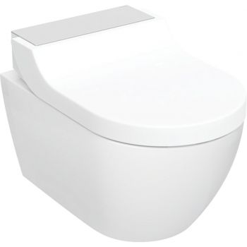 Унитаз-биде подвесной Geberit AquaClean Tuma Comfort, нержавеющая матовая сталь/белый (146.294.FW.1)