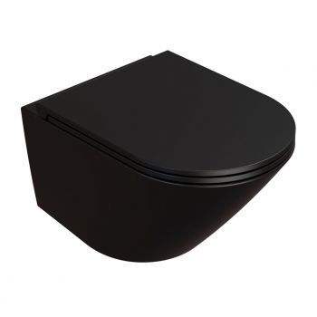 Унитаз подвесной с крышкой Globo FORTY3 52x36 h33, черный (FOS07AR/FOR20AR)