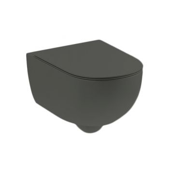 Унитаз подвесной Nic Design Pin 55х37 см с крышкой, Argilla matt (003709052/005712052)