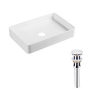Комплект Qtap Tern: Раковина накладная прямоугольная 600x405x110 мм WHITE + Донный клапан PU02