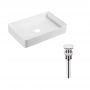 Комплект Qtap Tern: Раковина накладная прямоугольная 600x405x110 мм WHITE + Донный клапан PU02