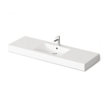Умывальник подвесной PAA Long Step 1500, литый камень, по центру, 150х49, Glossy Alpine White (ILS1500_00)