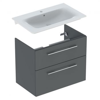 Шкаф со встраиваемым умывальником Geberit Selnova Square, лава (501.209.00.1/500.995.00.1)