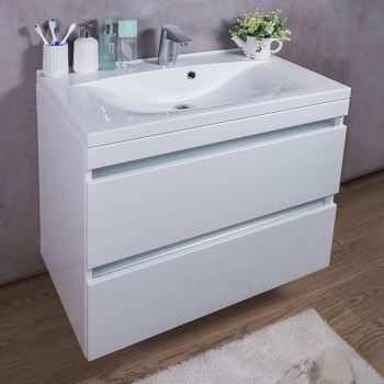 Тумба с раковиной Fancy Marble Borneo 800 мм. белая