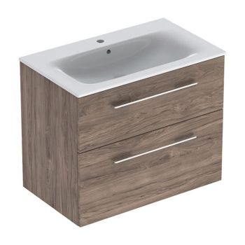 Шкаф с умывальником Geberit Selnova Square, орех темный/белый (501.210.00.1/500.995.00.1)