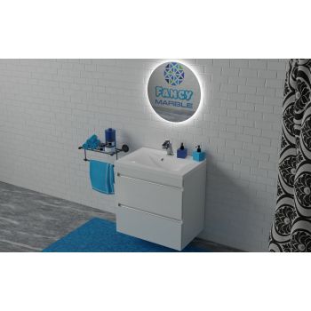 Тумба с раковиной Fancy Marble Borneo 700 мм. белая