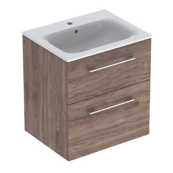 Шкаф с умывальником Geberit Selnova Square, с двумя ящиками, орех темный (501.206.00.1/500.994.00.1)
