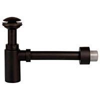 Сифон для раковины колбовой Devit DEV001756 с донным клапаном click-clack, черный, выпуск d32/d40