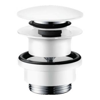 Донний клапан Hansgrohe для умивальників з переливом push-open, білий матовий (50100700)
