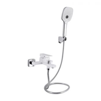 Смеситель для ванны Qtap Gemini (c душевым гарнитуром) QTGEM259CRW45683 Chrome/White