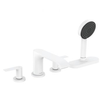 Змішувач врізний на край ванни Hansgrohe Vivenis на 4 отвори з sBox, білий матовий (75444700)