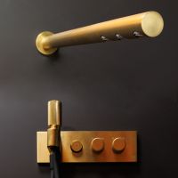 Смеситель для душа Fima Carlo Frattini Switch On со встроенной частью и верхним душем, золото брашированное (F5979X2OS_F4560_F5912OS)