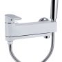 Смеситель для ванны Qtap Jay с поворотным изливом (c душевым гарнитуром) QTJAY260CRW45554 Chrome/White