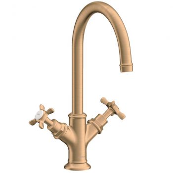 Змішувач для умивальника двовентильний AXOR Montreux 210 Cross, Brushed Bronze (16502140)