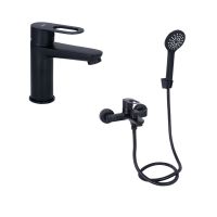 Комплект смесителей для ванной комнаты Lidz Latwa 00 Black+Lidz Latwa 006Black