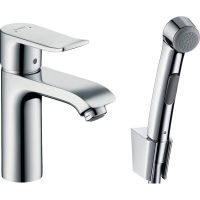 Змішувач для раковини Hansgrohe Mertis з гігієнічним душем і донним клапаном Push-Open, хром (31285000)
