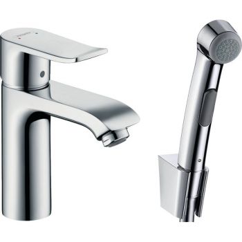 Змішувач для раковини Hansgrohe Mertis з гігієнічним душем і донним клапаном Push-Open, хром (31285000)