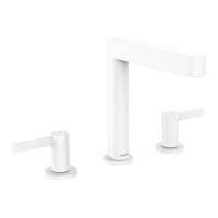 Змішувач для умивальника Hansgrohe Finoris 160 на 3 отвори з донним клапаном Push-Open, білий матовий (76034700)