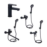 Комплект смесителей для ванной комнаты Lidz Latwa 001Black+Lidz Latwa 006Black+Lidz Latwa 005Black+Lidz Latwa 010Black