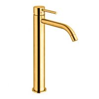 Змішувач для умивальника з високим зливом, Paffoni Light, без донного клапана, Gold Spazzolato (LIG081HGSP)
