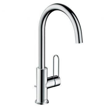 Смеситель для умывальника AXOR Uno 240 с ручкой Loop и донным клапаном, хром (38036000)