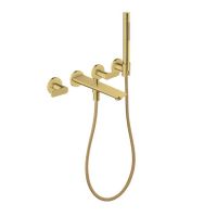 Смеситель для ванны Axor Citterio C 222 Cubuc cut врезной со стены на 3 отверстия, Polished Gold Optic (49481990)