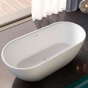 Ванна зі штучного каменю TREESSE Clivia 160x75x57h, біла матова (V446BO)