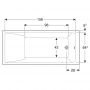 Geberit Selnova Square 554.385.01.1 Ванна прямокутна 170х75 см.