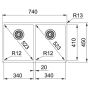 Кухонная мойка FRANKE BOX BXX 220/120-34-34 (127.0370.188) 740х450 мм.