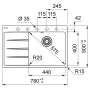 Кухонная мойка FRANKE CENTRO CNG 611-78 TL серый камень, крыло слева (114.0630.469) 780х500 мм.