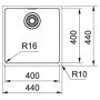 Кухонна мийка FRANKE MARIS MRX 210-40, монтаж врівень (127.0598.745) 440х440 мм.