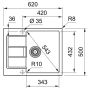 Кухонная мойка FRANKE SIRIUS 2 S2D 611-62 оборотная, серая (143.0627.383) 620х500 мм.